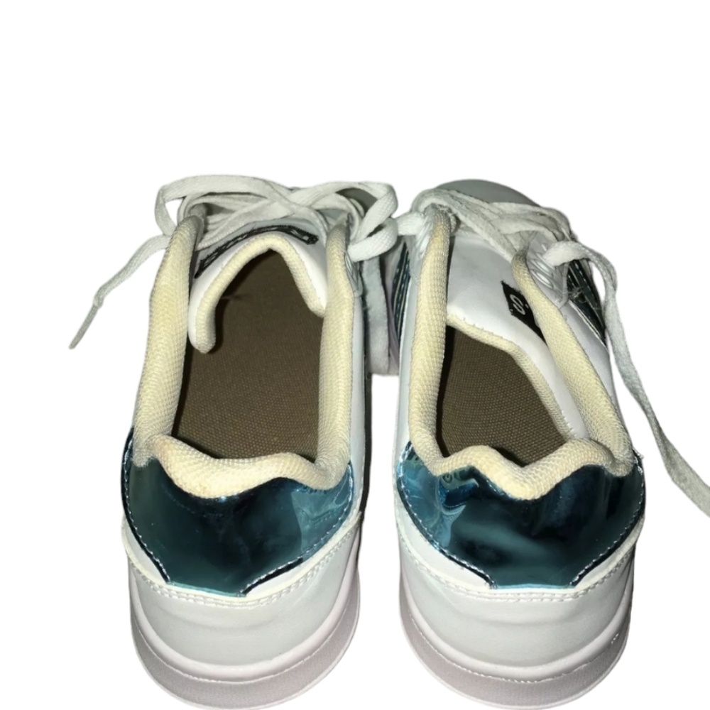 R.E.M.S. Classic White Sneakers Blue Stripes Women's Mexico Size 23 US 6 Shoes - Picture 4 of 7